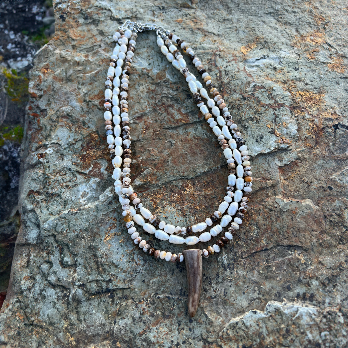 Triple Strand Opal and Pearl Necklace