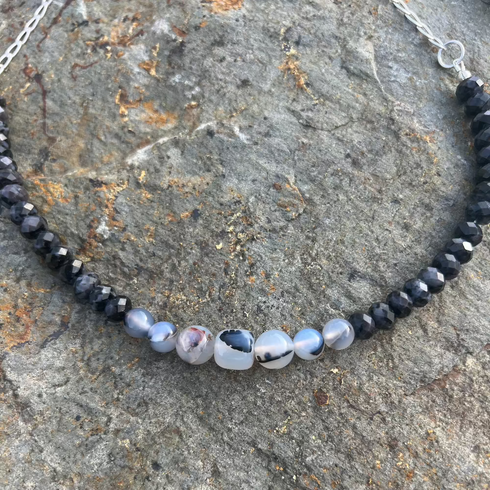 Montana Agate and Indigo Gabbro Necklace