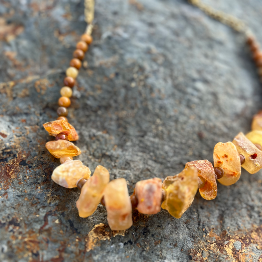 Amber and Sand Jade Necklace
