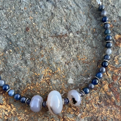 Montana Agate and Sapphire Necklace