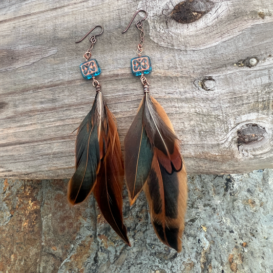Rooster Feather Earrings