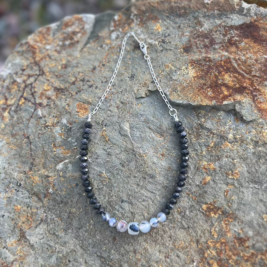 Montana Agate and Indigo Gabbro Necklace