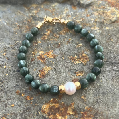 Seraphinite and Pearl Bracelet