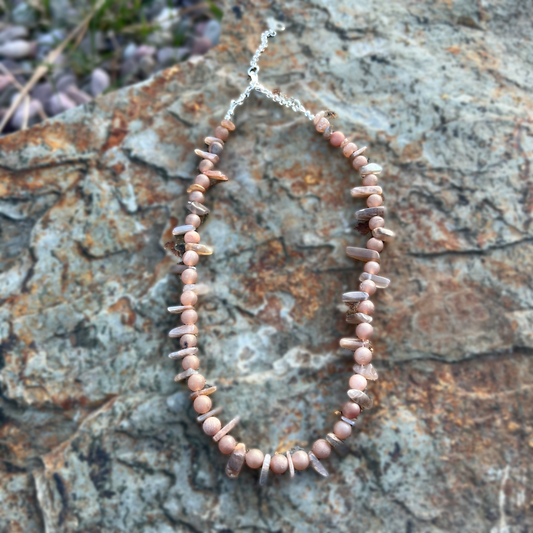Moonstone and Druzy Titanium Agate Necklace